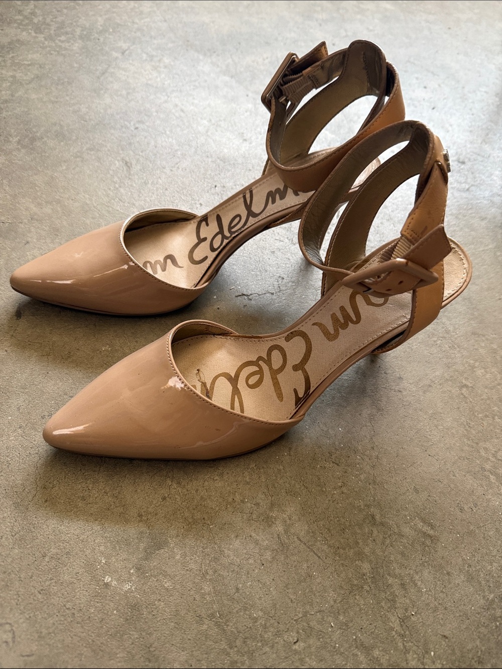 Sam Edelman Blush Patent Pointed-Toe Ankle-Strap Pumps